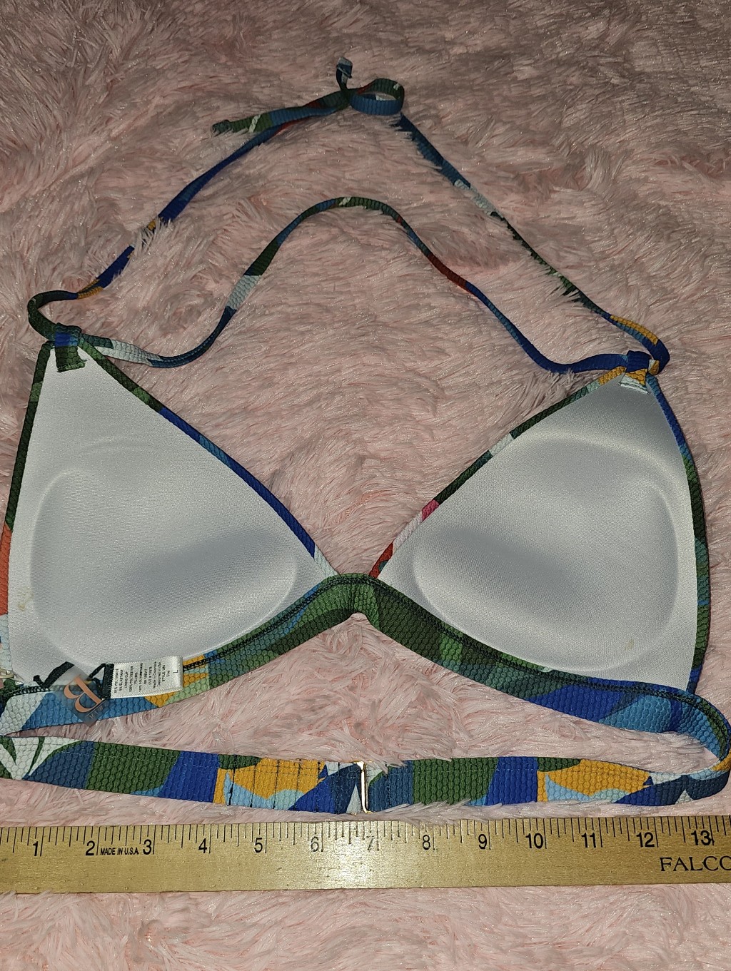 Tropical Print Bestswimwear Bikini Top Textured Halter Straps Molded Pushup Cups — image 3 of 3